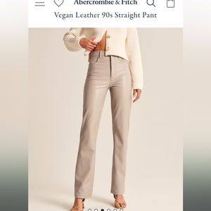 Abercrombie Ultra High Rise 90s Tan Leather Pants size 26R